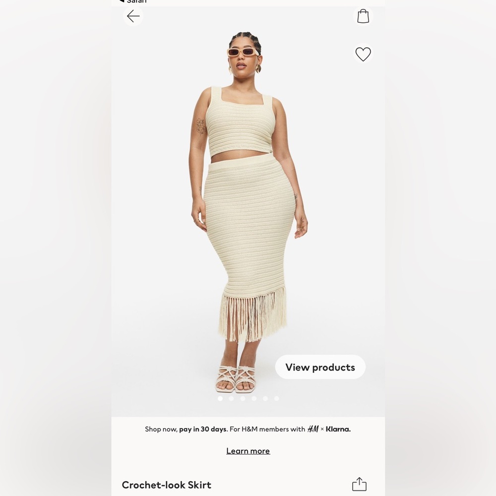 HM Crochet Skirt With Fringe Size Large